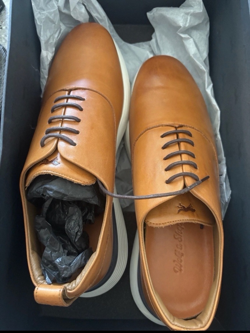 Classic Tan Leather Derby Sneakers by
